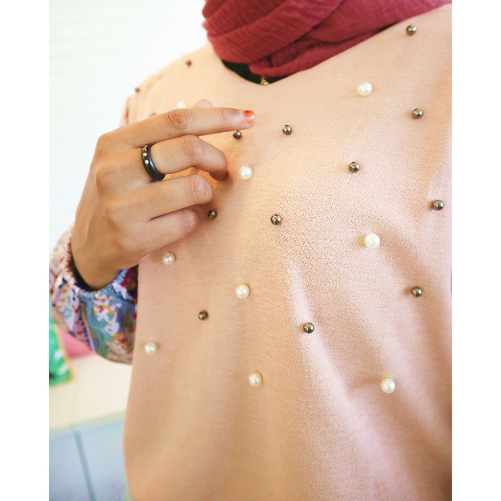 Blouse mutiara combi ethnic lengan balon