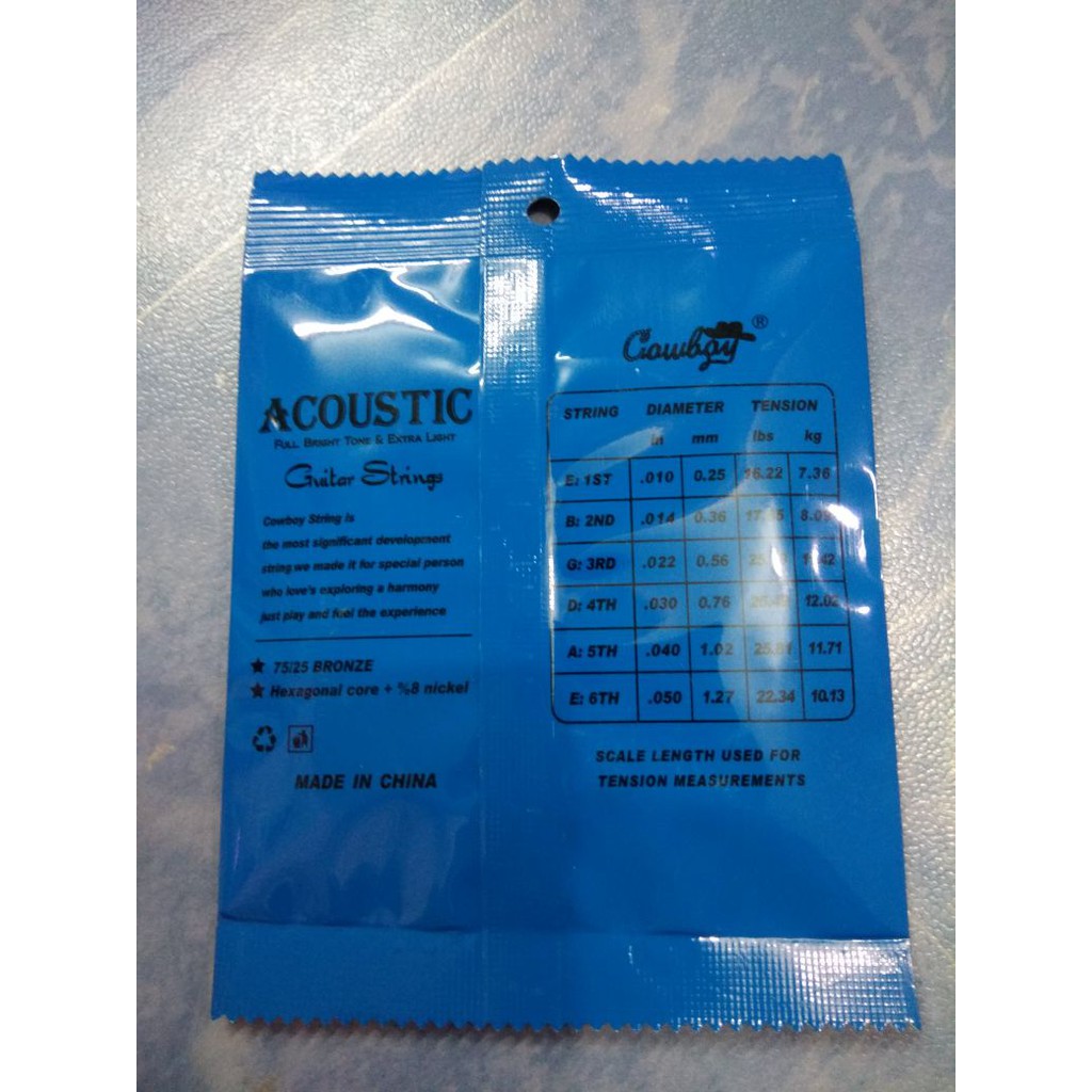 Senar Cowboy Akustik Original Ukuran 010 dan 011 Bonus Pick Jakarta Murah