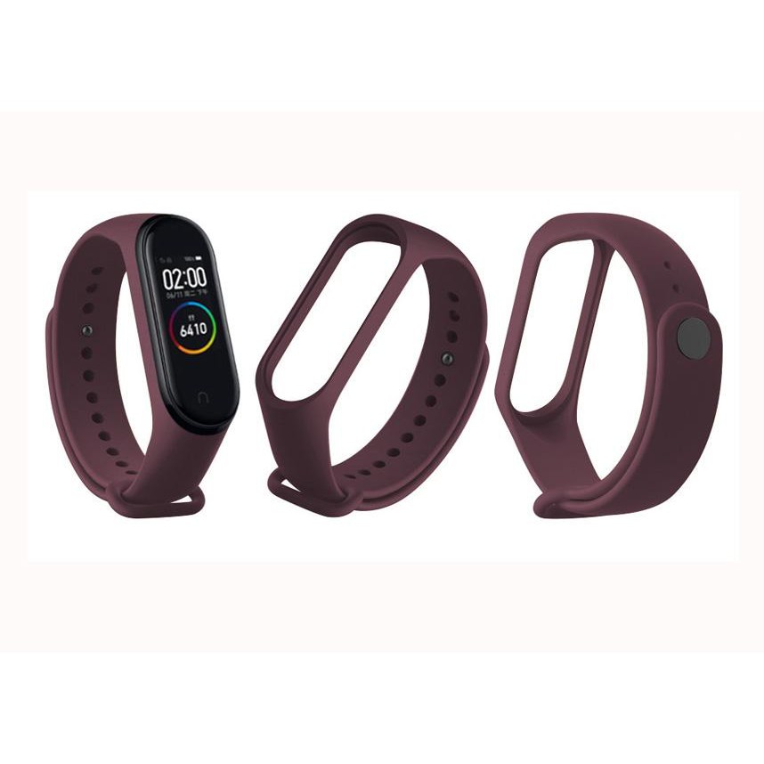 Tali Jam Sports Silicone Wristband Strap for Xiaomi Mi Band 3/4 - Wine Red