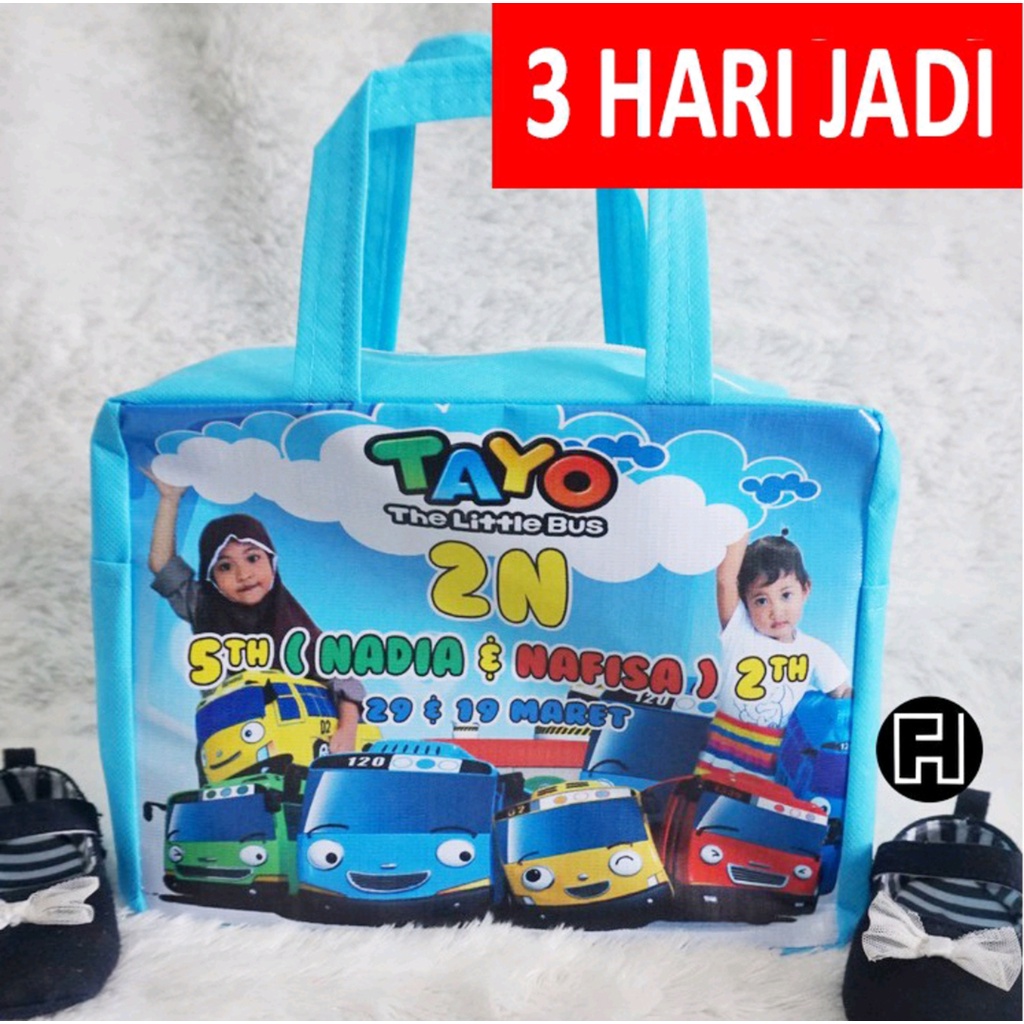 

Tas Ultah Anak / Tas Goodiebag Jinjing Double / Bahan Halus Murah Custom