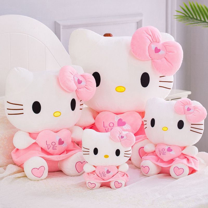 Kawaii Mainan Kucing Indah Isi Bantal Hello Kitty Hati Bantal Boneka Anak Hadiah