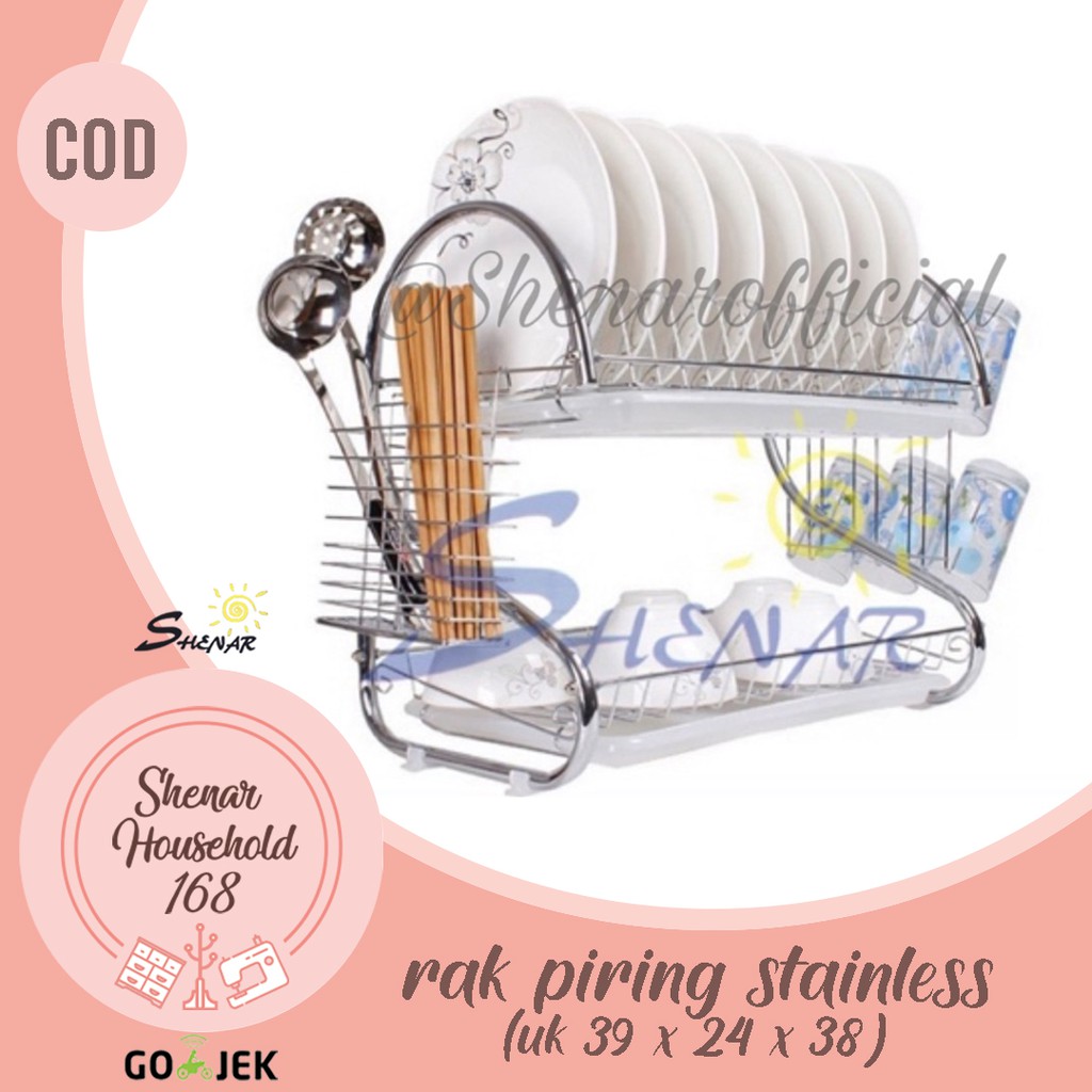 Rak Piring 2 Susun Layer Tingkat Stainless Gelas Dapur ...