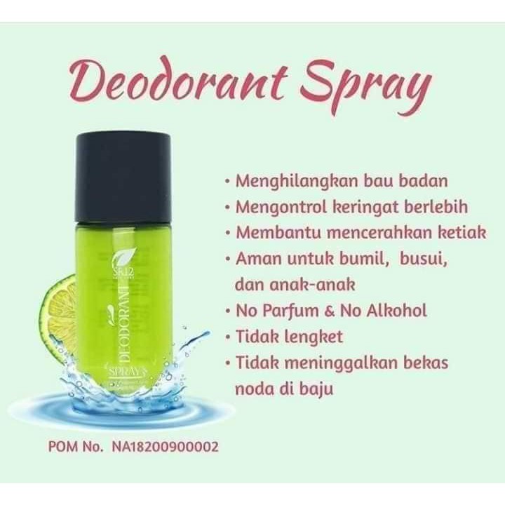 Ampuh Atasi Bau Badan Mencerahkan Ketiak - DEODORANT SPRAY SR12 - KEMASAN BARU - Ekstra Lime