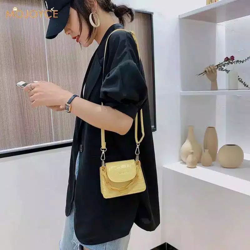 Takashi {PROMO COD TERMURAH} Tas selempang wanita Croco Lily rantai/tas selempang slim bahu