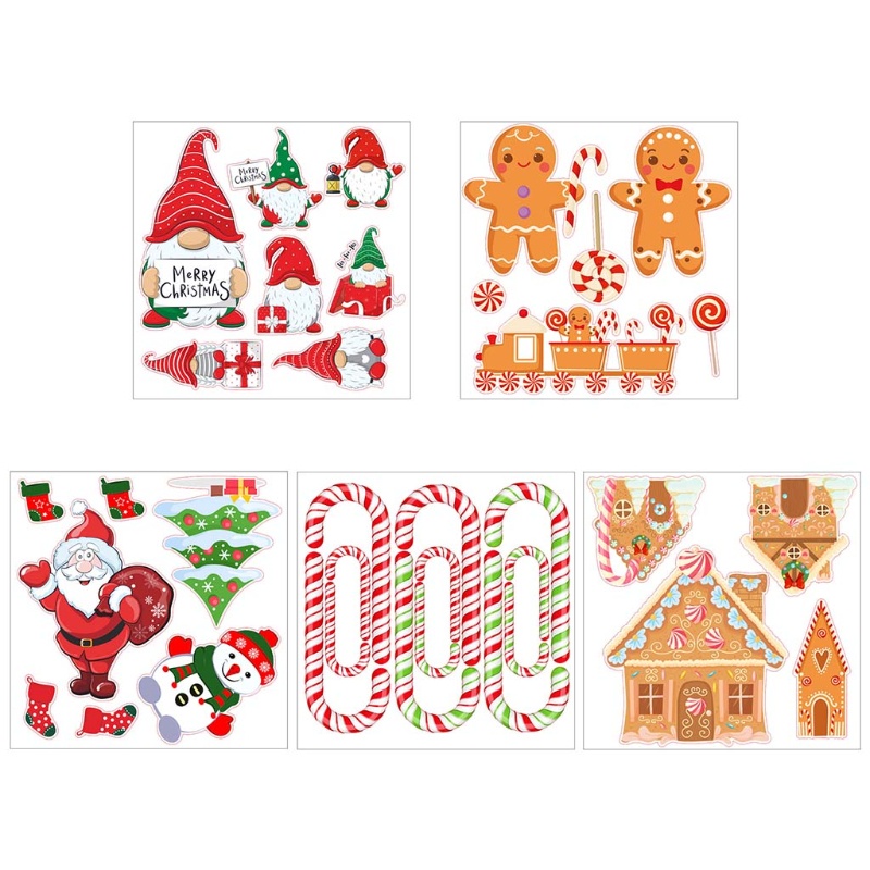 Stiker Dinding Jendela Desain Gingerbread Man Santa Gnome Dapat Dilepas Untuk Kamar Anak