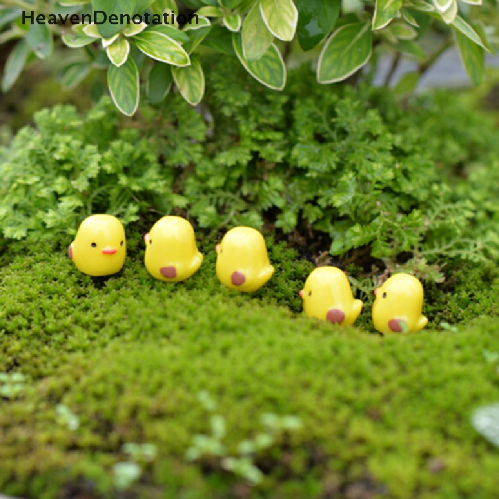 (Heavendenotation) 5pcs Miniatur Ayam Kuning Untuk Dekorasi Terarium / Rumah Boneka Diy