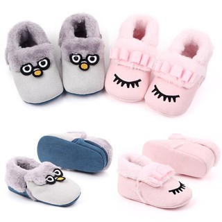  SKIC Sepatu Slip On Model Plush Aksen Bulu  bulu  Hangat 