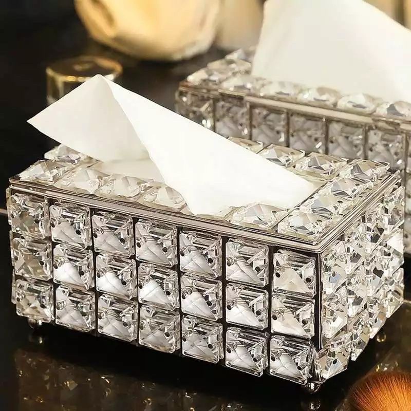 Kotak tisu crystal tempat tisu meja eropa nordic / Crystal tissue box