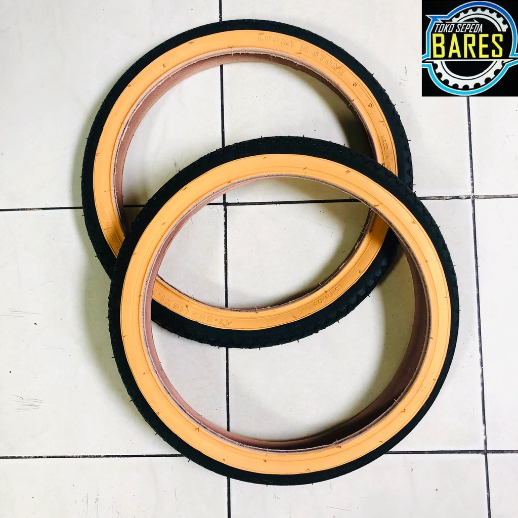 Ban Luar Sepeda BMX / Mini / Lipat Lucky Stone 16 x 1.75 Hitam Kuning