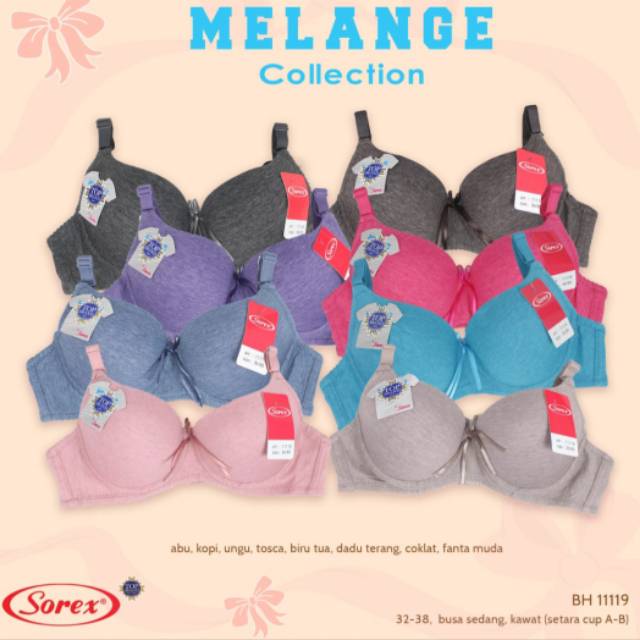 Sorex bra kode 11119 UK.34-38 melange collection kawat busa sedang