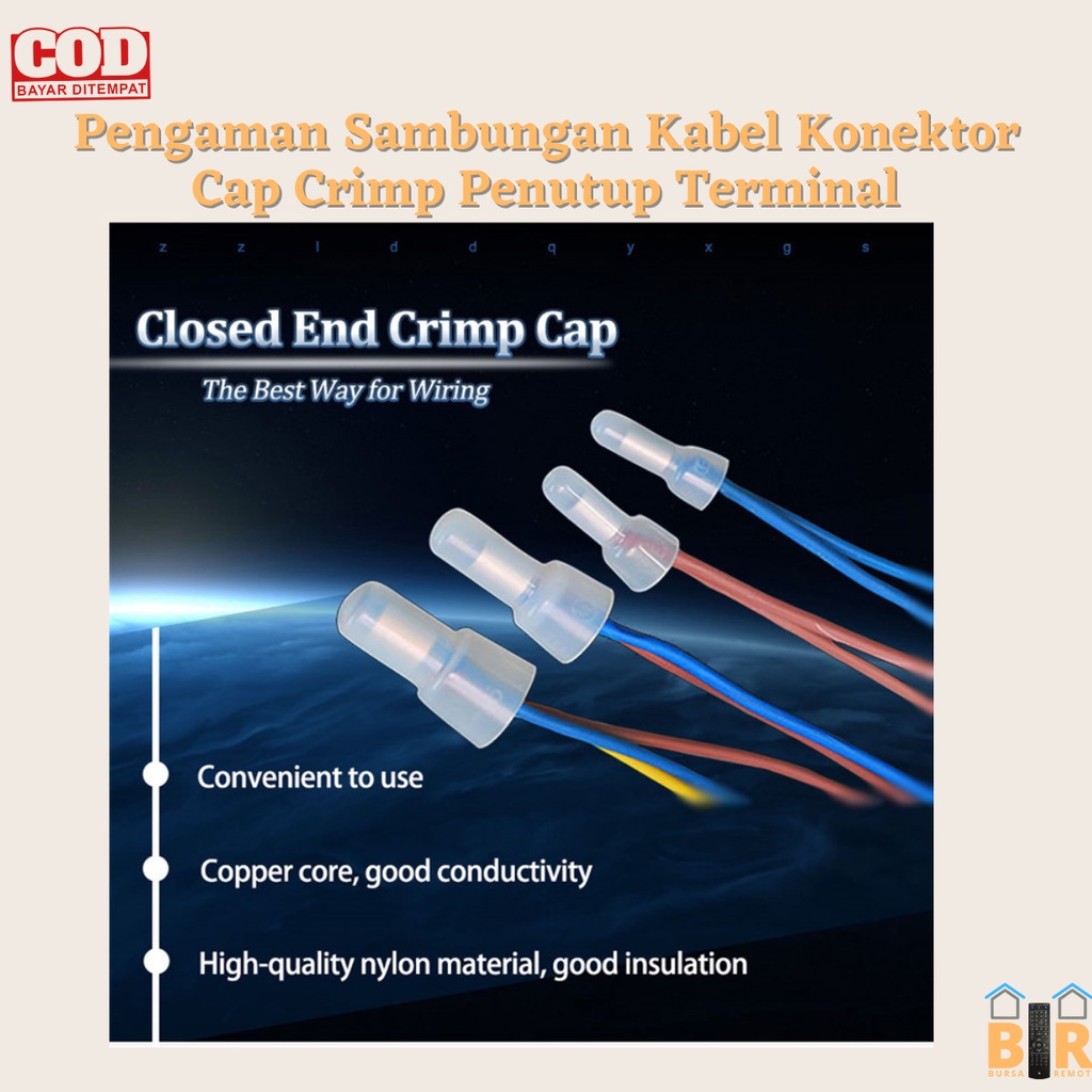 Lasdop Pengaman Sambungan Kabel Konektor Cap Crimp Penutup Terminal (5pcs)