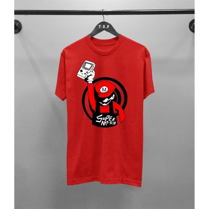 Promo T-shirt Mario Game / Baju Kaos Distro Pria Wanita Merah Pendek Slimfit Berkualitas