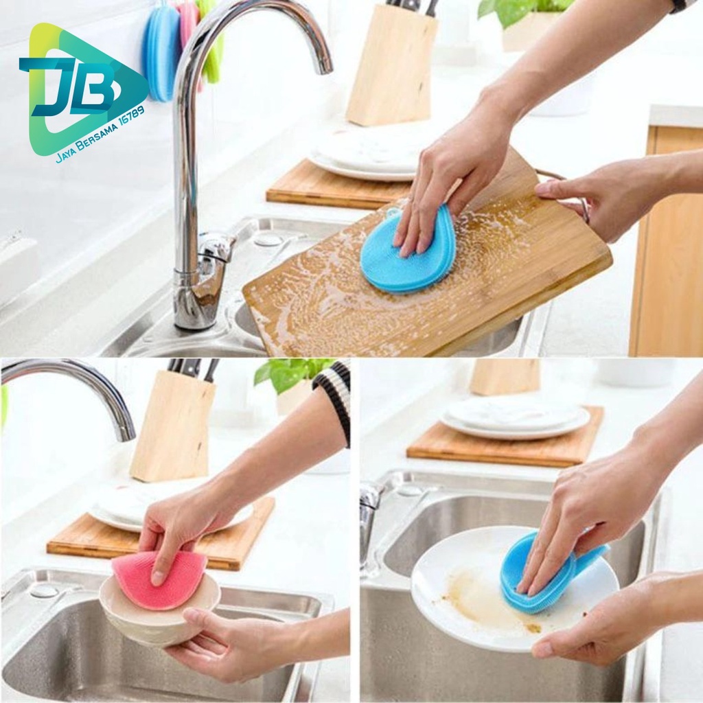 RT04 SPONS SPONGE SPON PENCUCI PIRING BULAT SILIKON SILICONE BRUSH SERBAGUNA FOOD GRADE JB5193