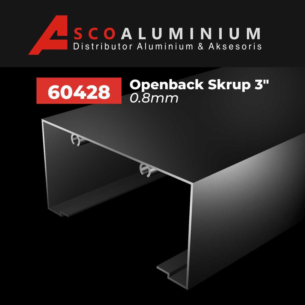 Aluminium Openback Skrup Profile 60428 kusen 3 inch