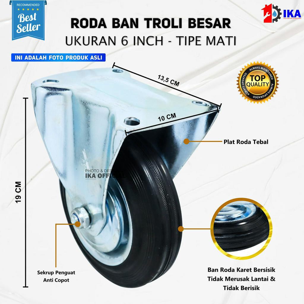 Roda Trolley 6 inch / Xander Roda Troli / Roda Gerobak/Etalase / Roda Karet Hitam