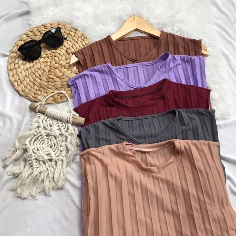 MIDI DRESS PLAIN PLISKET SIZE JUMBO / TUNIK PLISKET / MIDI DRESS JUMBO/DRESS WANITA ‑ SRH.727956