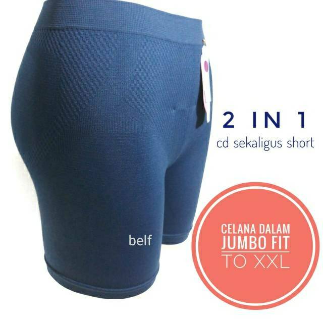 Celana Dalam Short Wanita Rajut Jumbo / CD Short 2in1 / Celana Dalaman Wanita Pendek All Size Jumbo