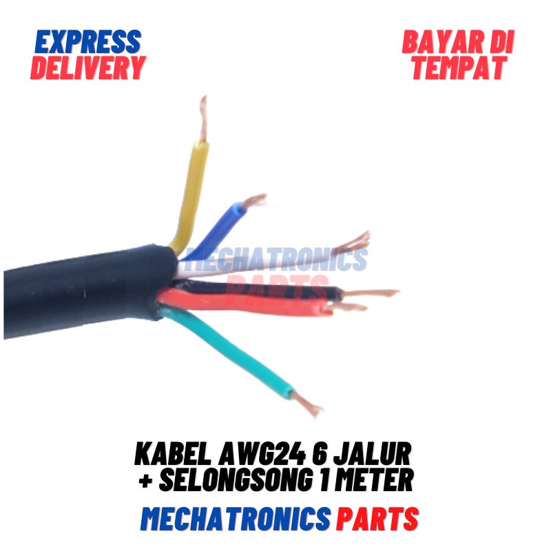 Kabel AWG24 6 Jalur + Selongsong 1Meter