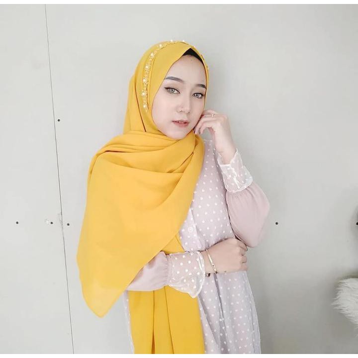 (BISA COD) Pashmina Shanum Payet Bunga Mutiara Pasmina Tali Diamond Hijab Jilbab Instant Premium