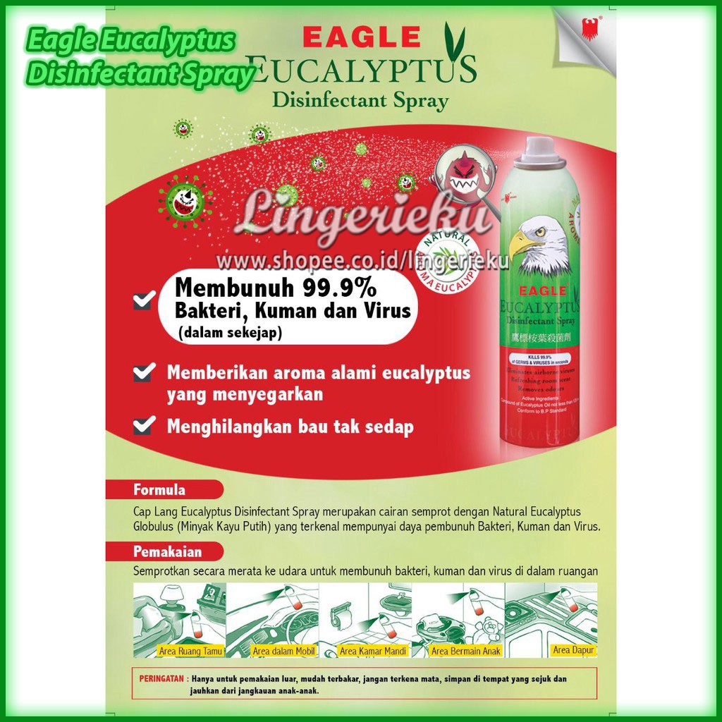 Eagle Eucalyptus Disinfectant Spray Cairan Semprot Disinfektan Anti Kuman Bakteri - Jabodetabek Saja