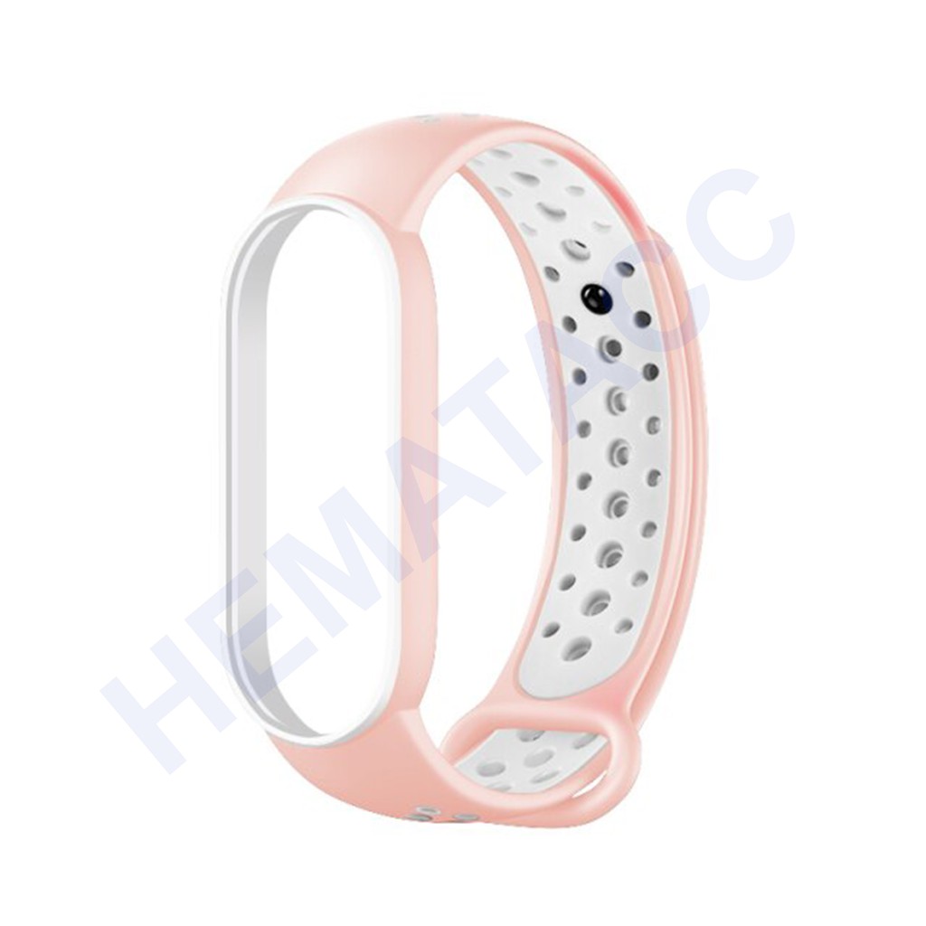 Sporty Strap Mi Band 5 / Mi Band 6 / Tali Jam Sport Xiaomi Mi Band-Baby Pink Putih