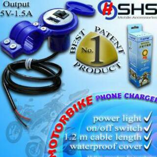 Waterproof Motorcycle USB Charger 1 Port White Charger HP arus aki motor waterproof