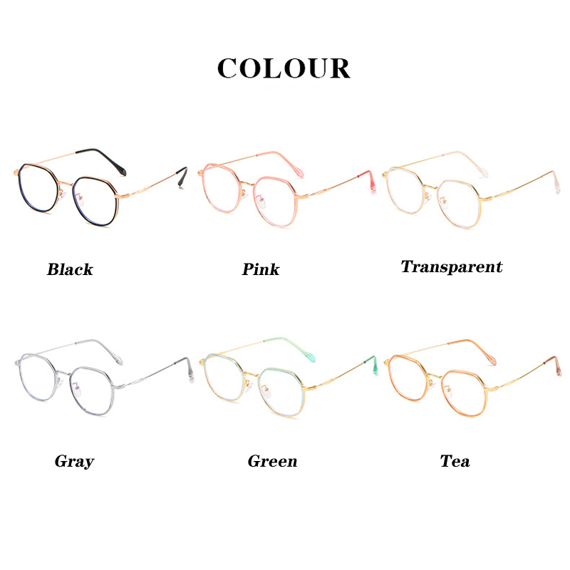 Korean Metal Anti Radiation Eyeglasses Retro Polygon Frame for Women Men