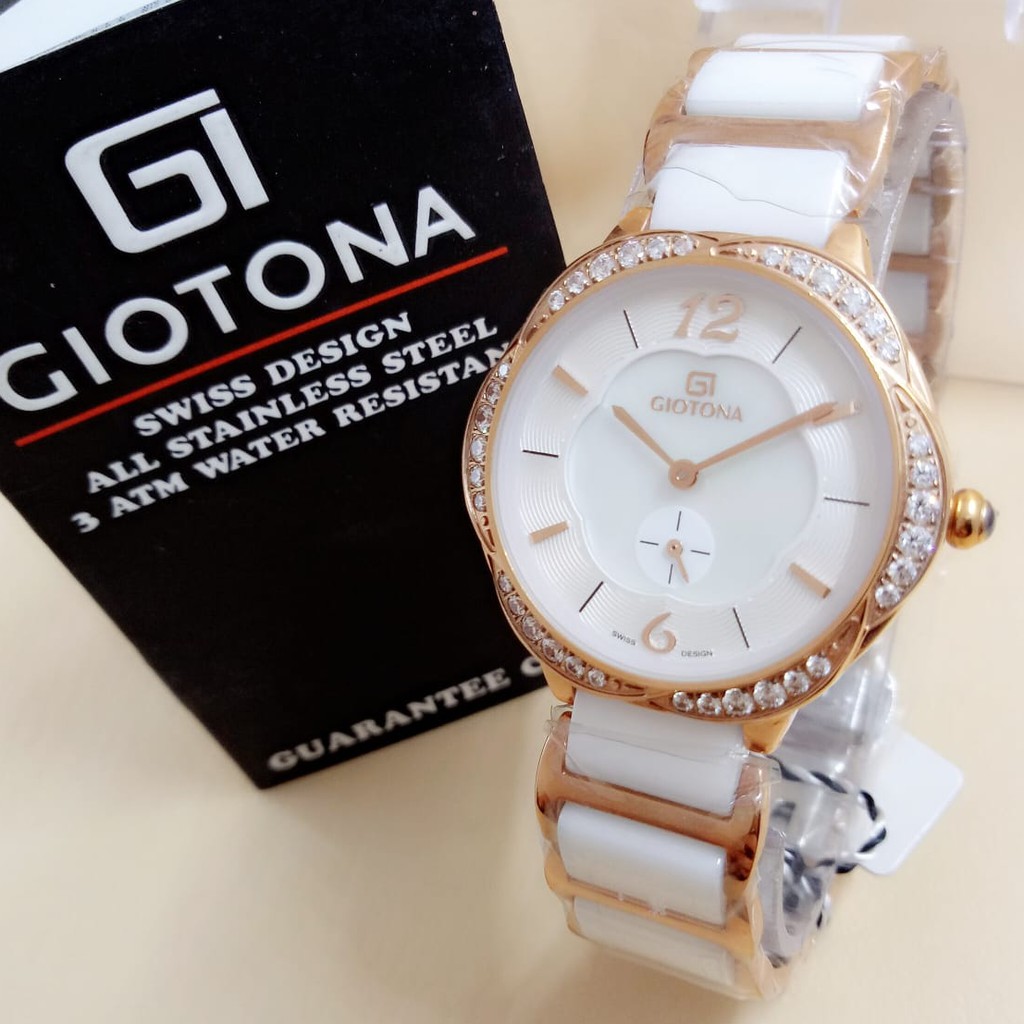 Giotona 7371 - Jam Tangan Fashion Wanita Anti Air - Keramic Strap - Original