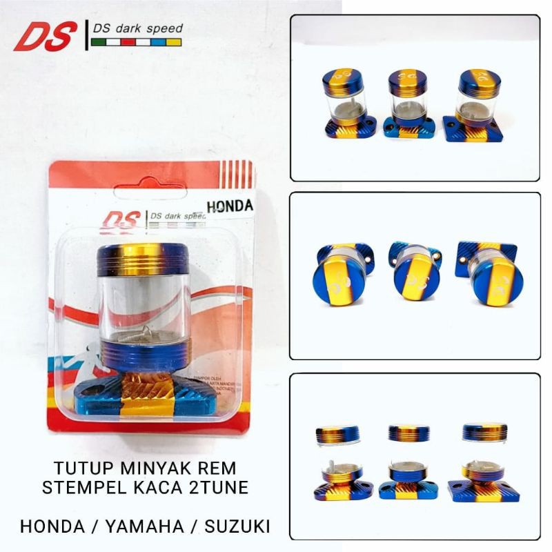 Tutup Tabung Minyak Rem Twotone 2tone Model Stempel Kaca Transparan HONDA &amp; YAMAHA