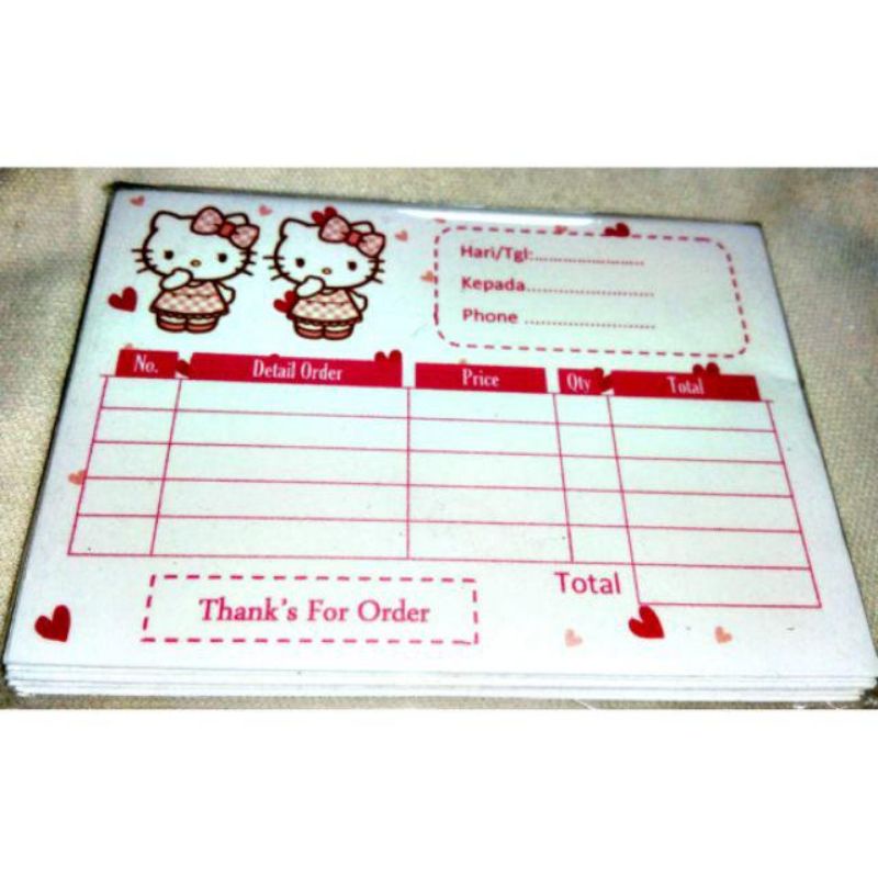 

TERMURAH isi 50 Nota olshop 1ply / Nota penjualan / Nota Murah HELLO KITTY LOVE