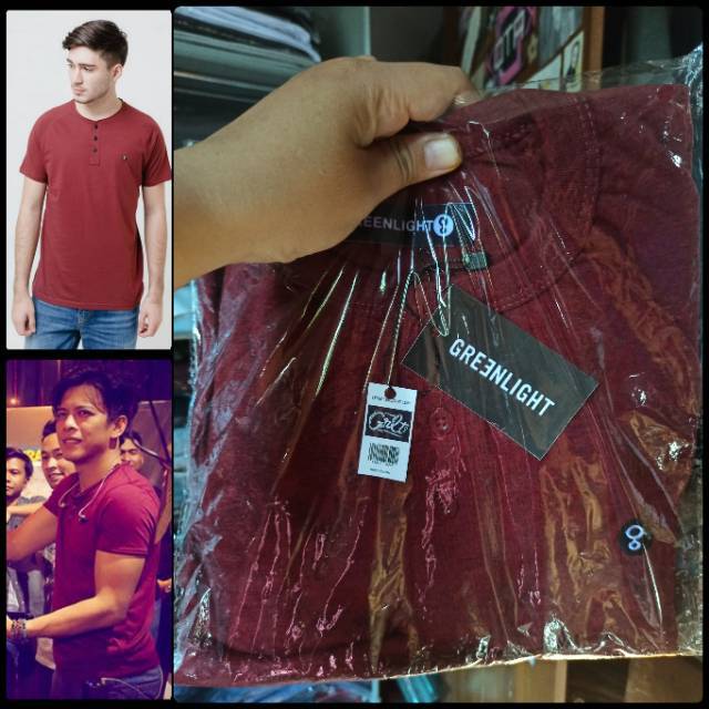 Henley Marun Ariel Noah T-shirt GRLT Ariel / Kaos Baju Greenlight Ariel