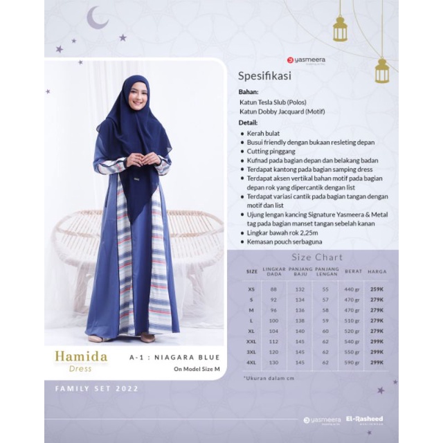 gamis dewasa/ gamis busui/ busana muslim/ Yasmeera hamida dress