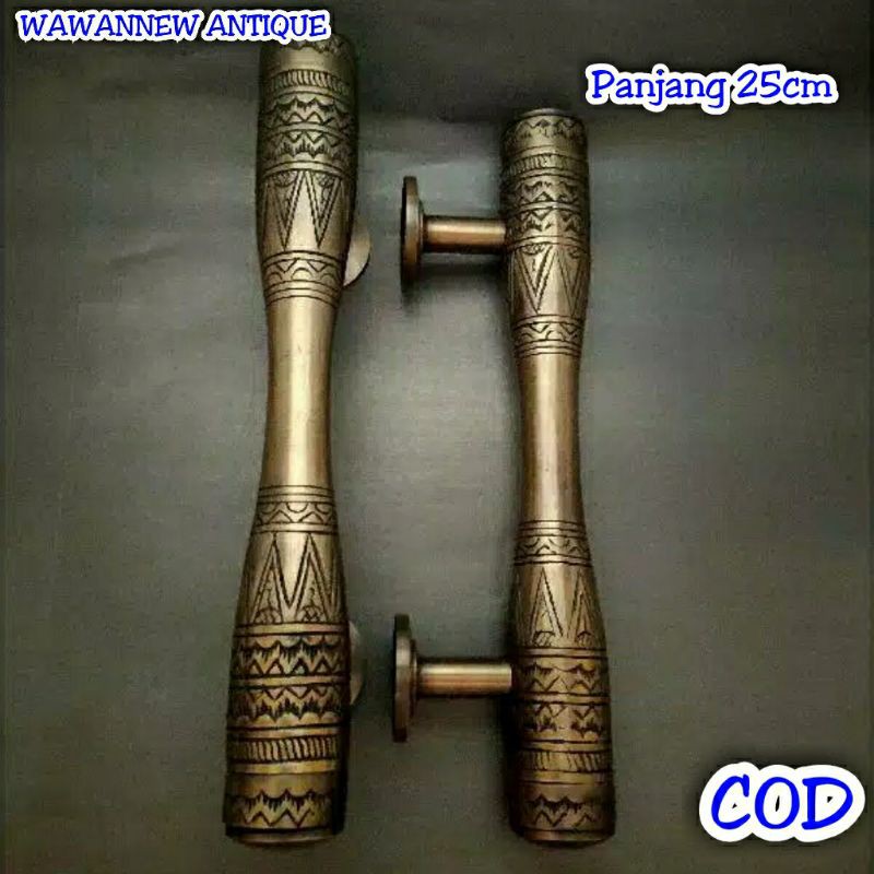 Handle / Tarikan Pintu Rumah Gebyok Pagar Kuningan Motif Egypt 25cm