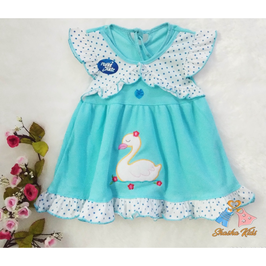 [L-02]  Baju Bayi Perempuan/ Dress  Bayi  Perempuan Planet Kids cantik  motif lucu  0-6 bln