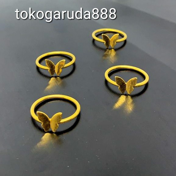 Cincin anak dan dewasa emas asli kadar 700 70% 22 16k kupu kupu gold rosegold butterfly 10 11 12 13 14 15 16 1 gram