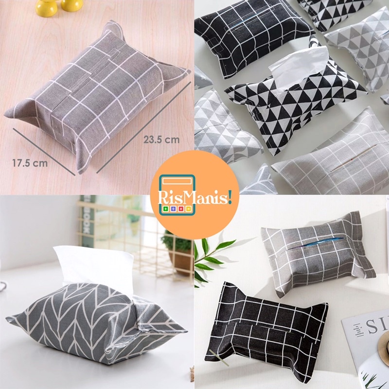 LINEN TISSUE COVER Sarung Kotak Tempat Tisu Travel Bahan Linen Motif Jepang Praktis Meja Makan Kamar