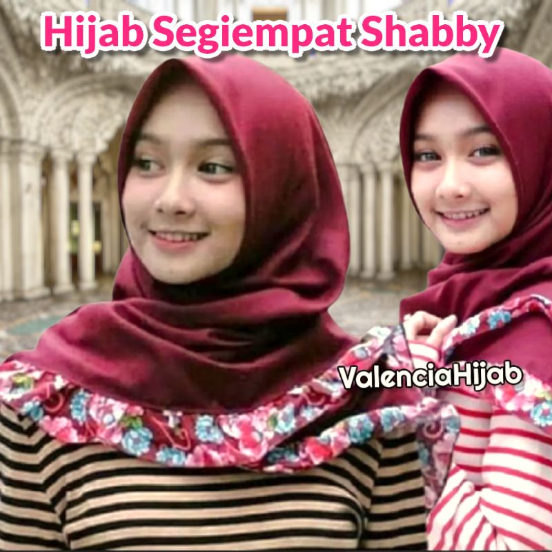 Hijab Kerudung Jilbab Segiempat Rempel Shabby - Segiempat Rempel Bunda - Segiempat Grigi Shabby