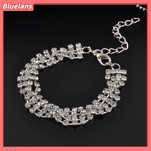 Bluelans Fashion Women Gold Silver Plated Clear Crystal Chain Bracelet Bangle Jewelry