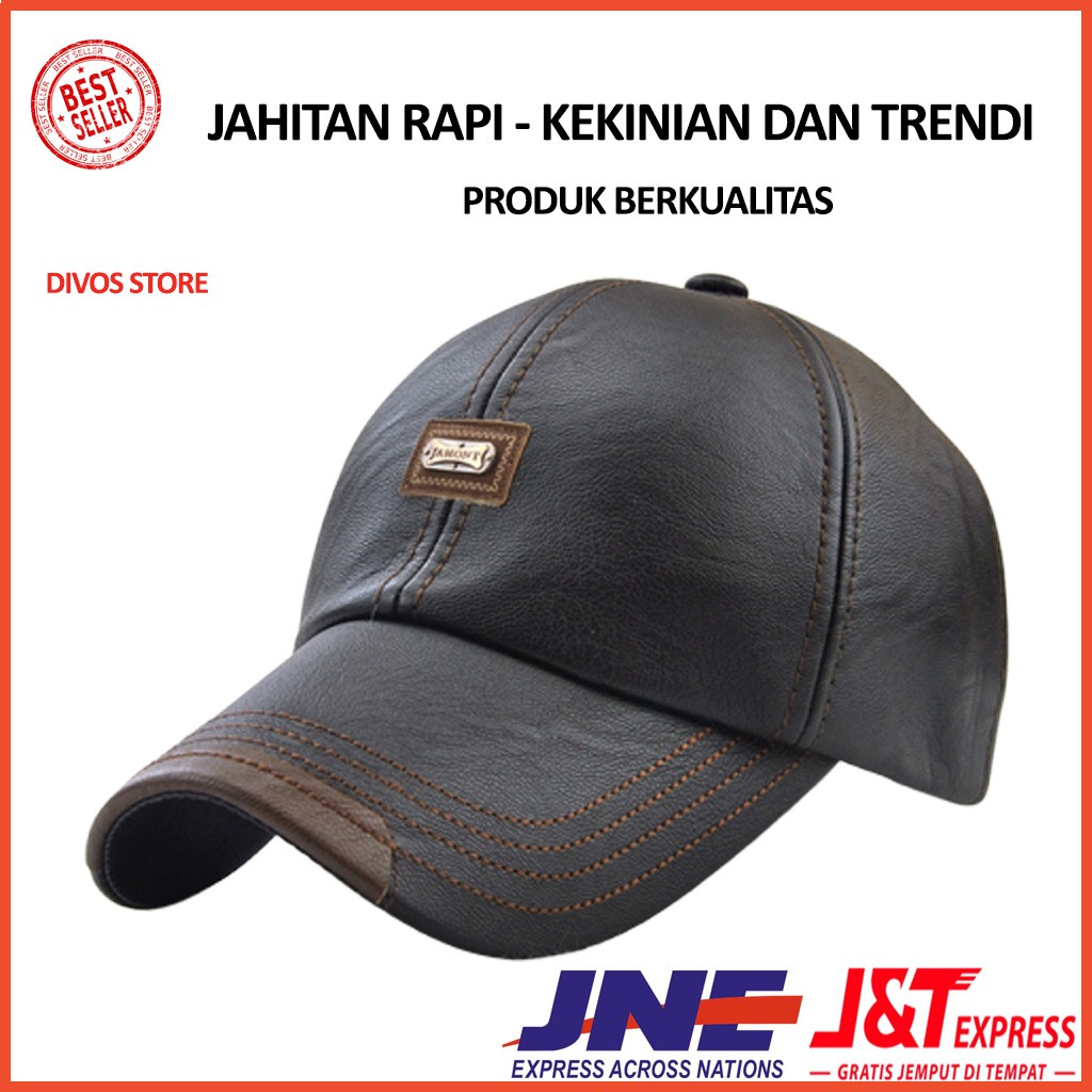 Grosir (SSC) Topi Pria Distro Original Topi Kulit Pria Topi Baseball Cap import Jamont TK05 - Hitam