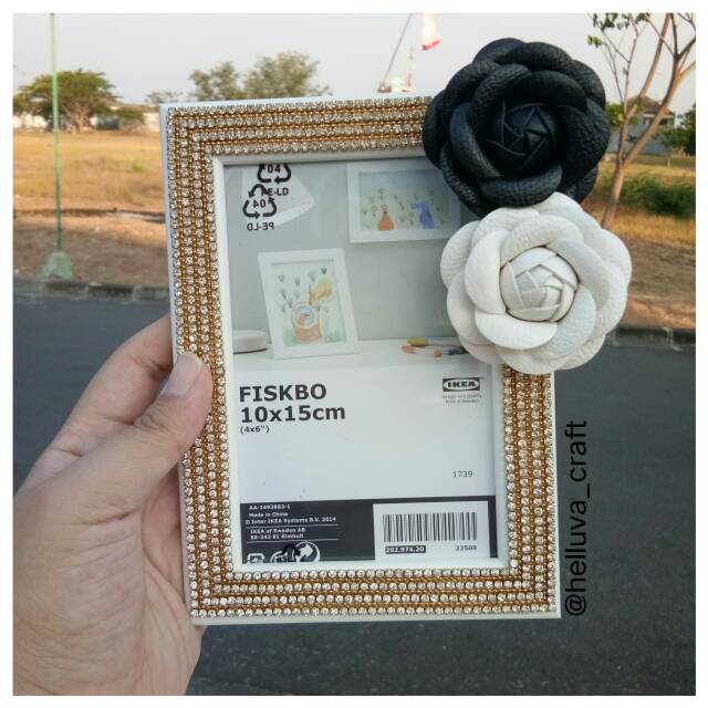 Frame foto swarovski hias diamond bingkai bunga kado unik wanita emas