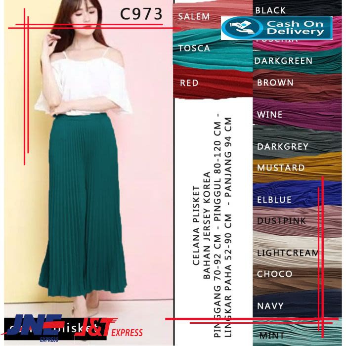 CELANA PLISKET PANJANG PRISKET polos fashion wanita korea BM445