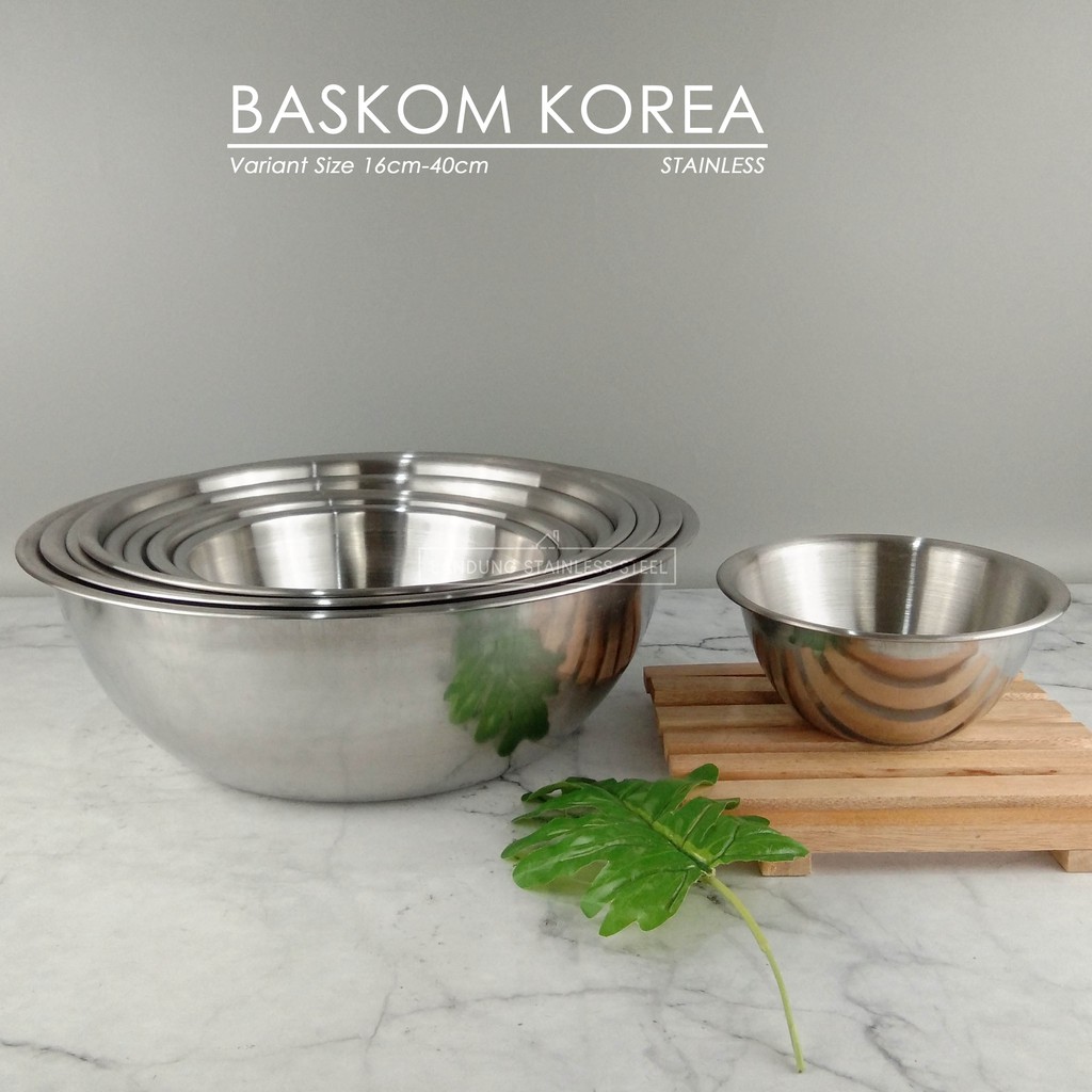 Baskom Korea stainless steel 18cm elegan tebal kecil dov mixing bowl