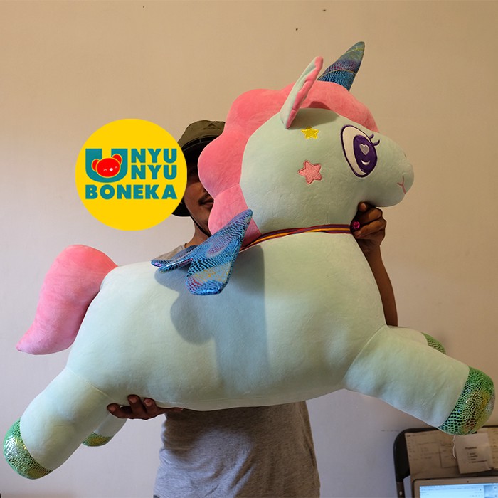 Boneka Lying Unicorn Soft Import Big besar 1 Meter Bantal kuda pony baby kids