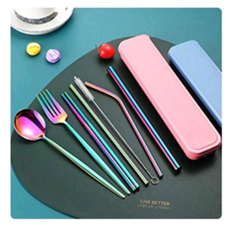 Alat Makan Set Sendok Set Stainless Korea 8in1 / Sendok Rainbow / Sendok Rosegold / Sendok Garpu / S