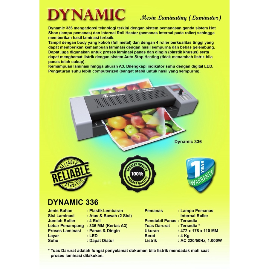 MESIN LAMINATING | PRIME DYNAMIC 336 LED | ORIGINAL | GARANSI RESMI