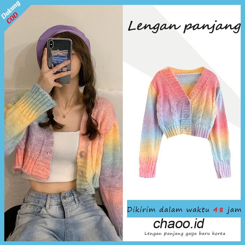 Cardigan rajut pendek dan lengan panjang korean style baru baju atasan wanita outer cardigan korean style/Korean style knit sweater