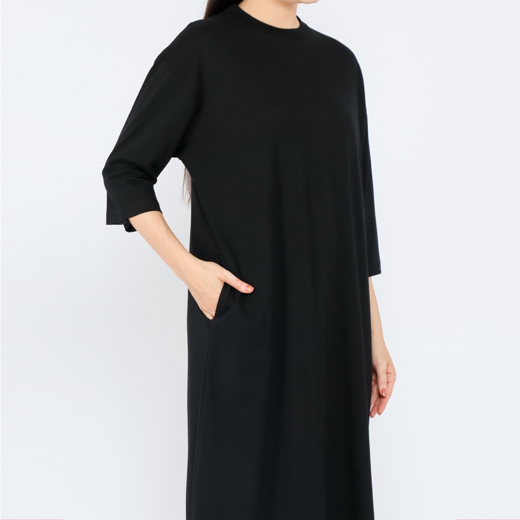 Atasan Dress Oversize Wanita Muslim 7/8 LD130 super comfy Hitam