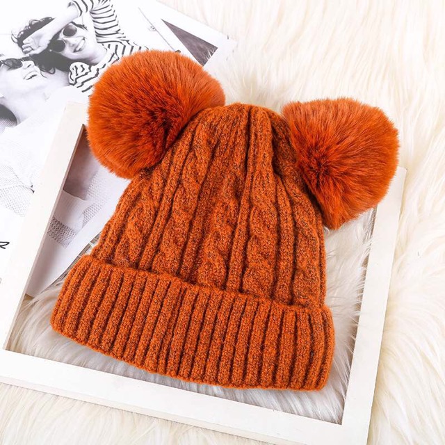 TWO POM POM BEANIE #1403