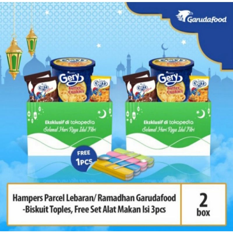 

Parcel Lebaran Garudafood 2box - Biskuit Toples Free Alat Makan