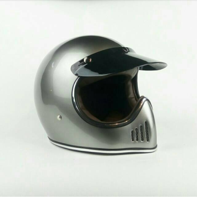 Helm Motor Retro Boulter FF Moto Titanium Glossy
